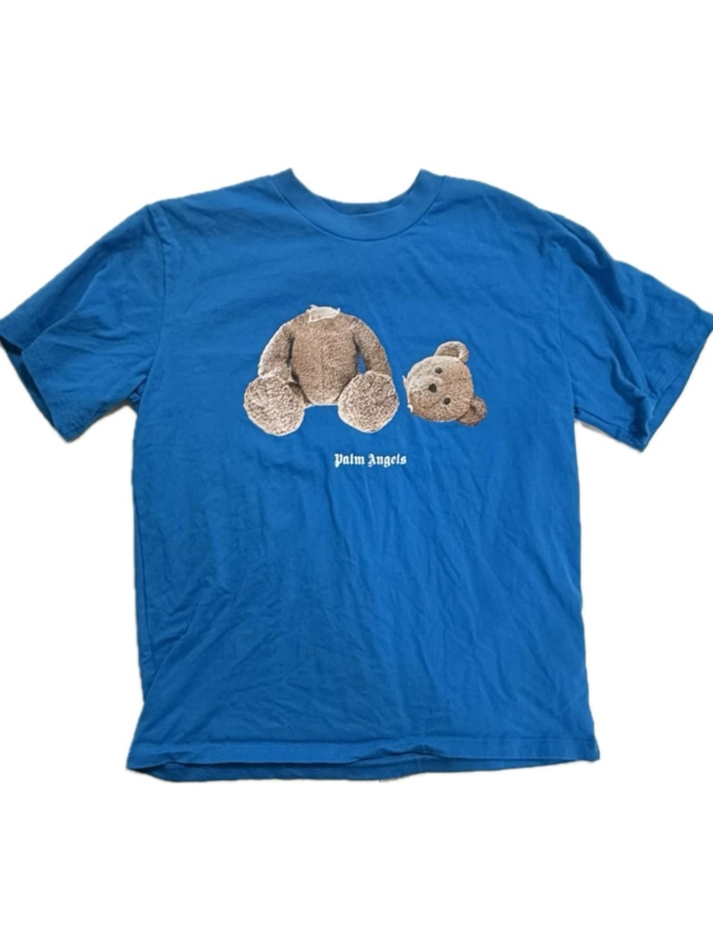 Palm Angels Men’s Size Medium Bright Blue Teddy Head Graphic Tee